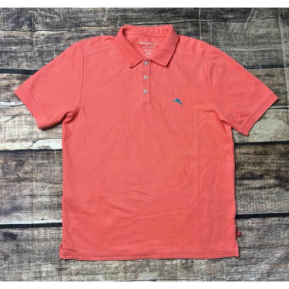 Tommy Bahama Polo Shirt Men's Medium Islandzone Supima Cotton Trim Fit Scarlet - Picture 1 of 11